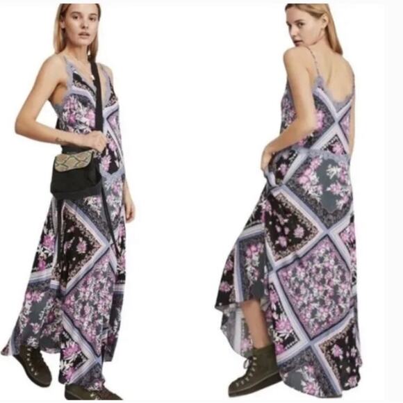 Intimately Free People Stevie Printed Maxi Slip Dress in Graphite Combo Medium - Picture 3 of 11